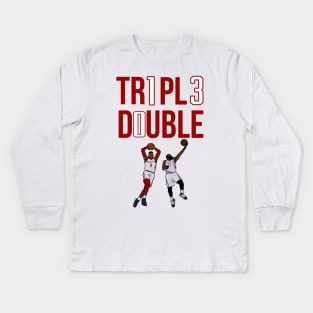 Triple Double 'James Harden X Russell Westbrook' NBA Houston Rockets Kids Long Sleeve T-Shirt